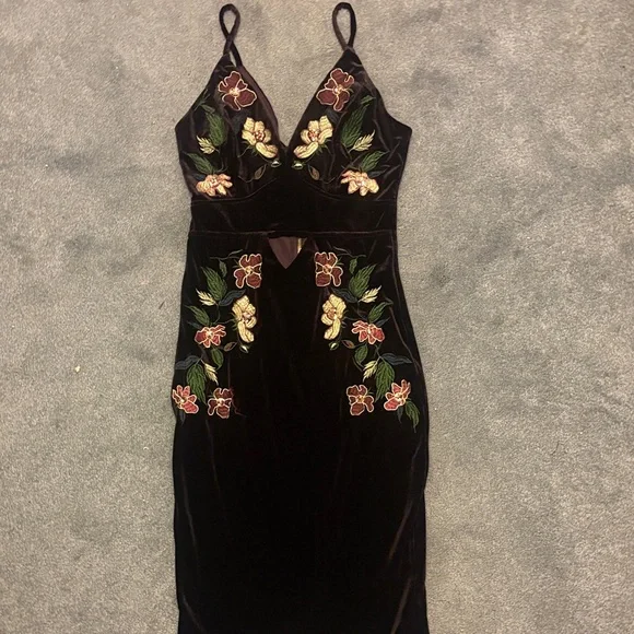 Privy Black Dress with Floral Embroidery - Picture 1 of 5